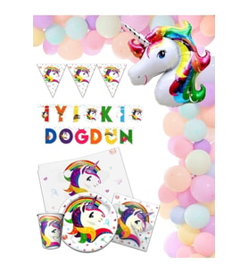 Çıtıpıtıstore Unicorn Konseptli Doğum Günü Seti Kız Çocuk Doğum Günü Balon Seti