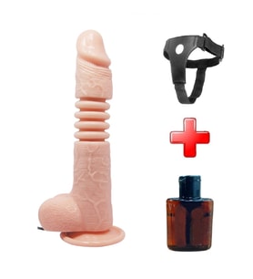 Lilitu Shop Belden Bağlamalı 22 cm İleri Geri Hareketli Gerçekçi Silikon Vantuzlu Penis
