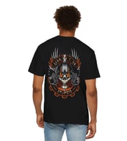 Erkek Motorcu Kurukafa Baskılı  Siyah Oversize T-shirt (Siyah)