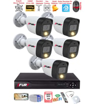 FURY 5 Kameralı 5Mp Lens 2 Mp Görüntü Gece Renkli Full Hd Ultra Led Akıllı Güvenlik Kamerası Seti 500GB