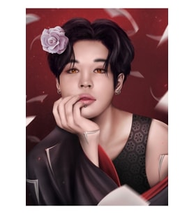 Jimin Kırmızı Versiyon Tablo Ahşap Poster Dekoratif Kod2075