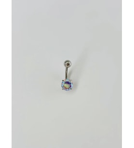Rodyum Zirkon Taşlı Çelik Göbek - Pg0011