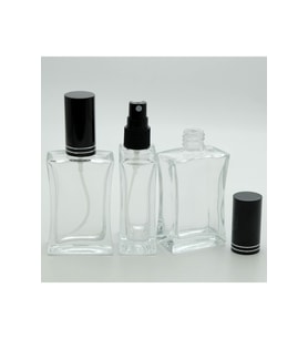 PARFÜM ŞİŞESİ 50 ML (2 ADET) İÇBÜKEY SİYAH KAPAK PLASTİK VALF BOŞ ŞİŞE