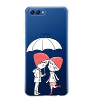 Huawei Honor View 20 Uyumlu Kapak Aşk Tasarımlı Şeffaf Silikon Kılıf