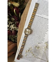 KADIN GOLD GÜMÜŞ ÇELİK BLOK KORDON HEDİYELİK KOL SAATİ
