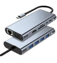 8in1 Type-C Çoklayıcı Hub HDMI 4K USB 3.0 SD TF Kart RJ45 Ethernet Dönüştürücü Adaptör (5668)
