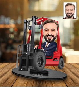 Kişiye Özel Forklift Operatörü Erkek Tasarımlı Karikatür Biblo