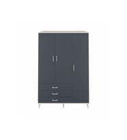 Kronos Dolap 6 Raflı 3 Çekmeceli Tek Askılı 132x59x195 Aytaşı-Antrasit/Antrasit