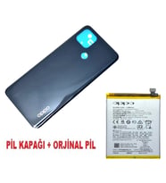 Tkgz Oppo A15 A15S Arka Kapak Batarya Pil Kapağı + PİL SİYAH