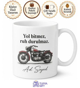 Erkeğe Hediye İsimli Motor Temalı Baskılı Kupa Bardak Özel Tasarım