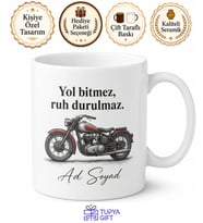 Erkeğe Hediye İsimli Motor Temalı Baskılı Kupa Bardak Özel Tasarım