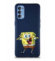 Oppo Reno 4 Soft Premier Kapak Sünger Bob Tasarımlı Silikon Kılıf - Lacivert (Şeffaf)