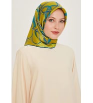 Armine Tivil İpek Eşarp 9203 - 88  Sarı Karışık Desen