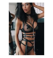 Tasmalı Deri Jartiyer Takım Harness (Kırmızı)