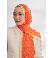 İTHAL VUAL MONOGRAM DESEN ŞAL -52929 (Turuncu)