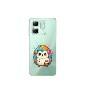 Infinix Smart 9 ile Uyumlu Splash Kirpi Tasarımlı Şeffaf Silikon Kılıf