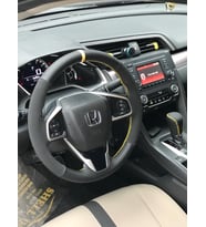 HONDA CIVIC FC5 ARAÇ İÇİN SARI YÜZÜKLÜ KARBON NUBUK DERİ ARAÇ  DİREKSİYON KILIFI
