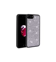 Apple iPhone 7 Plus Uyumlu Kılıf Parlak Taşlı Tasarım Zore Ston Kapak (Siyah)