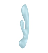 3 Güçlü Motorlu Titreşimli Satisfyer Triple Oh Light Blue G-Spot Rabbit Vibratör