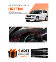 SKODA YETİ (2012-2018) Uyumlu Torpido Koruma Örtüsü Oto Kılıfı - Siyah Kırmızı