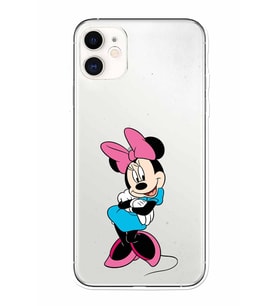 Apple iPhone 11 Uyumlu Kamera Korumalı Tıpalı Kapak Minnie Mouse TasarımlıŞeffaf Kılıf