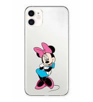 Apple iPhone 11 Uyumlu Kamera Korumalı Tıpalı Kapak Minnie Mouse TasarımlıŞeffaf Kılıf