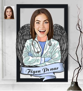 Kişiye Özel 3D  Ahşap Tablo Doktor Kadın 30x40 -10