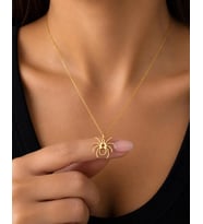 Kişiye Özel 925 Ayar Gümüş Örümcek Figürlü Kolye (Gold)