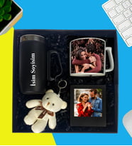 Kişiye Özel Premium Kutu Kulplu Termos Bardak Peluş Ayıcık Anahtarlık Çay Ve Nescafe Fincanı Ahşap Siyah Fotoğraflı Masaüstü Çerçeve
