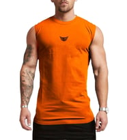 Erkek Nem Emici Hızlı Kuruma Atletik Teknik Performans Sporcu Sıfır Kol T-shirt MG-ATLET (Turuncu)