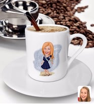 BK Gift Kişiye Özel Tatilci Kadın Karikatürlü Türk Kahvesi Fincanı-5