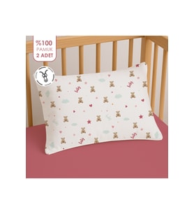 %100 Pamuklu Fermuarlı Bebek Yastık Kılıfı 35x45 ( 2 Adet )