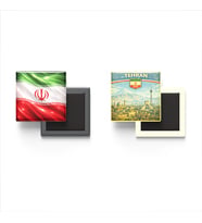 Buzdolap Magnetleri - İran Bayrağı ve Tahran Retro Tema - 2'li Set Magneti
