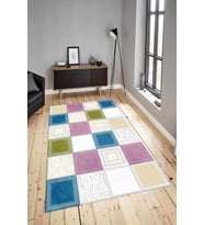Dijital Baskılı Yıkanabilir Kaymaz Modern Renkli Salon Halısı Mutfak Halısı Yolluk ND-HY-1173 (Çok Renkli)