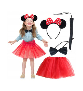 Minnie Mouse Kostüm Seti Etek Taç Kuyruk Papyon Gösteri Seti (5343)