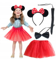 Minnie Mouse Kostüm Seti Etek Taç Kuyruk Papyon Gösteri Seti (5343)