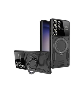 Samsung Galaxy S25 Ultra Kılıf Joy Lens Standlı Kapak - Siyah