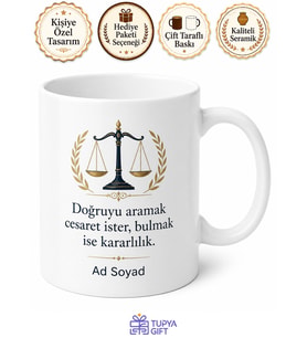 Denetçiye Hediye İsimli Baskılı Kupa Bardak Özel Tasarım Porselen