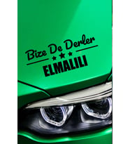 Antalya Elmalı Siyah Araç Sticker  Antalya Bize De Derler  Elmalılı 40x15 cm Oto Sticker