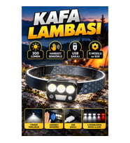 300 Lümen LED Kafa Lambası – Hareket Sensörlü, USB Şarjlı, 5 Modlu ve SOS Işıklı