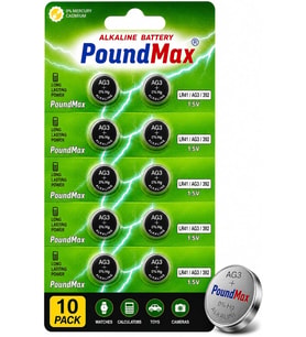 Adet AG3 LR41 LR736 / L736 / G3 / G3A / 3GA / 192 / GP192 / V3GA / RW87 1.5V PoundMax Alkalin Düğme Piller Küçük Elektronik Ev Aletleri, Araba Anahtarları, ölçüm cihazları ve hesap makineleri