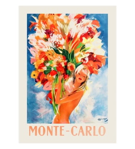 Monte Carlo Seyahat Afişi - Çiçek Kız Tablo Ahşap Poster Dekoratif