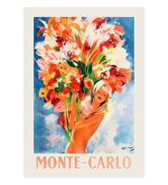 Monte Carlo Seyahat Afişi - Çiçek Kız Tablo Ahşap Poster Dekoratif