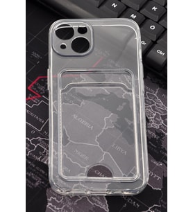 iPhone 13 Uyumlu Kredi Kartlıklı Şeffaf Kılıf Kamera Korumalı (Renksiz)