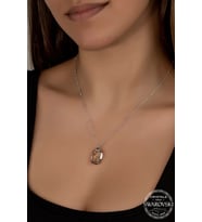 Swarovski Crystal Kadın Oval Top Zincirli Özel Kesim Gümüş Kolye