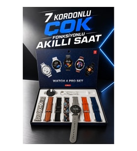 Watch 4 Pro Akıllı Saat – 7 Kordonlu, Arama Cevaplama, Siyah Çelik Kasa
