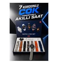 Watch 4 Pro Akıllı Saat – 7 Kordonlu, Arama Cevaplama, Siyah Çelik Kasa