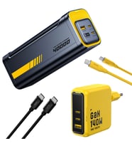 Aohi Youth 140W 3 Portlu Şarj Adaptörü, 40.000 mAh 140W PD3.1 Powerbank, 140W 1m PD 3.1 480Mbps Süper Hızlı Şarj/Data Kablosu Seti