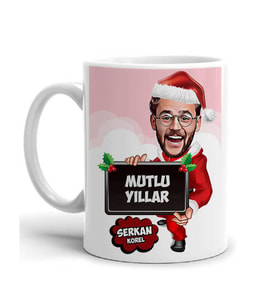 Kişiye Özel Mutlu Bir Yıl Dilerim Karikatürlü Kupa Bardak