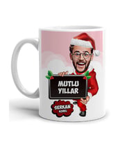 Kişiye Özel Mutlu Bir Yıl Dilerim Karikatürlü Kupa Bardak